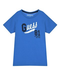 Синяя футболка с винтажным лого детская Guess