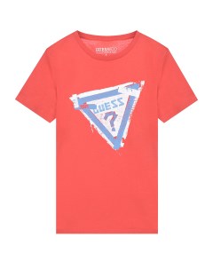 Красная футболка с треугольным лого детская Guess
