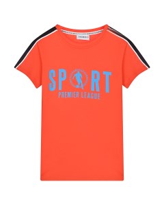 Оранжевая футболка с голубым принтом sport детская Bikkembergs