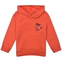 Оранжевая толстовка худи с принтом вертолет детская Sanetta kidswear