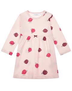 Розовое платье с принтом птицы детское Sanetta kidswear