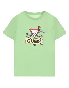 Салатовая футболка с лого детская Guess
