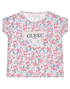 Хлопковая футболка с цветочным принтом детская Guess