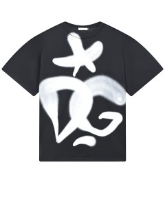 Черная футболка с лого граффити детская Dolce&gabbana