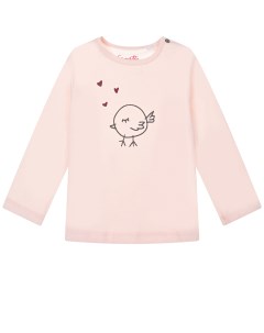 Розовая толстовка с принтом птичка детская Sanetta kidswear