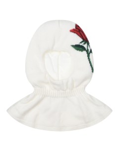 Белая шапка шлем с узором роза детская Chobi