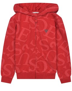 Красная спортивная куртка со сплошным лого детская Guess