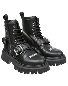 Черные кожаные ботинки с флисовой подкладкой детские Moschino