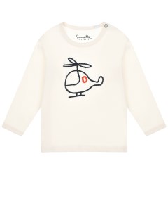Белая толстовка с вышивкой вертолет детская Sanetta kidswear