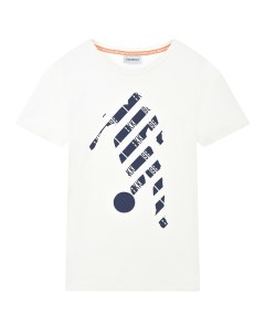 Белая футболка с синим лого детская Bikkembergs