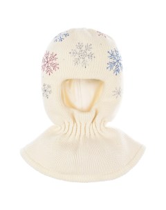 Белая шапка шлем со снежинками из страз детская Chobi