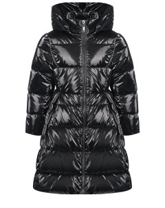 Черное стеганое пальто с глянцевым эффектом детское Twinset