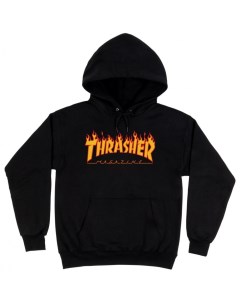 Толстовка с капюшоном Flame Logo Hoodie Black 2023 Thrasher