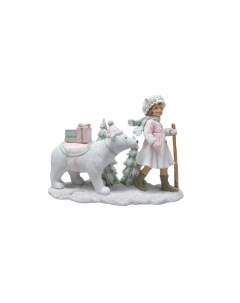 Фигурка декоративная Девочка и белый медведь 22 см Royal gifts