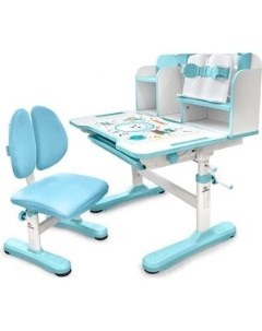 Комплект мебели парта стул Panda blue столешница белая пластик голубой BD 28 BL Mealux evo
