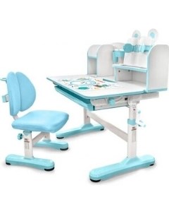 Комплект мебели парта стул Panda XL blue столешница белая пластик голубой BD 29 BL Mealux evo