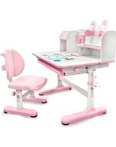 Комплект мебели парта стул Panda XL pink столешница белая пластик розовый BD 29 PN Mealux evo