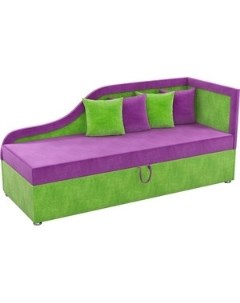 Детский диван Дюна микровельвет фиолетово зеленый правый угол Мебелико