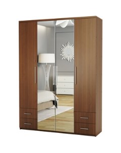 Шкаф четырехдверный Комфорт МКЯ2 43 160х60 с зеркалом орех Шарм-дизайн