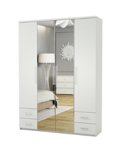 Шкаф четырехдверный Комфорт МКЯ2 43 180х45 с зеркалом белый Шарм-дизайн
