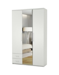 Шкаф трехдверный Комфорт МКЯ 32 1 165х45 с зеркалом белый Шарм-дизайн