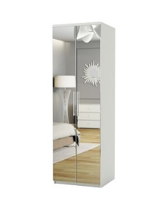 Шкаф для одежды Комфорт МШ 21 100х45 с зеркалами белый Шарм-дизайн