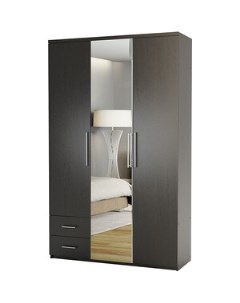 Шкаф трехдверный Комфорт МКЯ 32 1 105х45 с зеркалом венге Шарм-дизайн