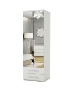 Шкаф для одежды с ящиками Комфорт МШЯ 21 100х45 с зеркалами белый Шарм-дизайн