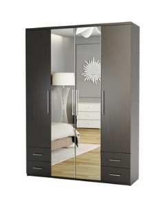 Шкаф четырехдверный Комфорт МКЯ2 43 160х60 с зеркалом венге Шарм-дизайн