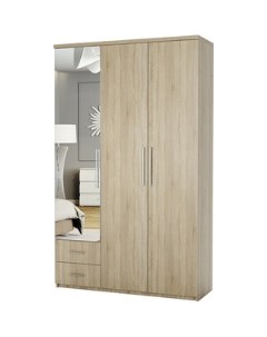 Шкаф трехдверный Комфорт МКЯ 32 1 90х45 с зеркалом дуб сонома Шарм-дизайн