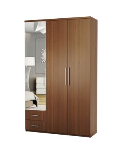 Шкаф трехдверный Комфорт МКЯ 32 1 105х45 с зеркалами орех Шарм-дизайн