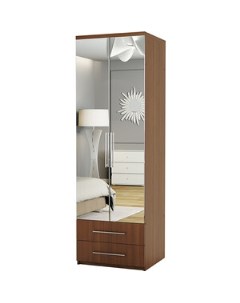 Шкаф для одежды с ящиками Комфорт МШЯ 21 80х45 с зеркалами орех Шарм-дизайн