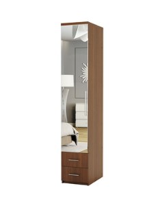 Шкаф для одежды с ящиками Комфорт МШЯ 11 30х60 с зеркалом орех Шарм-дизайн