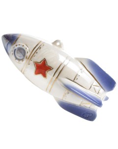 Елочная игрушка Ретро Космос Ракета Фарфоровая мануфактура