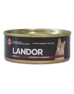 Влажный корм для кошек для стерилизованных куропатка с клюквой 0 1 кг Landor