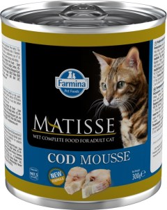 Влажный корм для кошек Matisse Mousse мусс с треской 0 3 кг Farmina