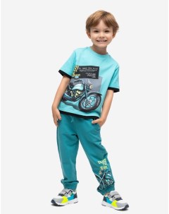 Бирюзовая футболка с мотоциклом для мальчика Gloria jeans