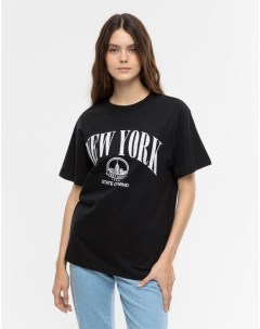 Черная футболка oversize с принтом New York Gloria jeans