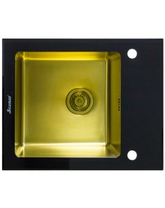 Мойка Eco Glass SMG 610B Gold 610х500 два отверстия с вентиль автоматом Seaman