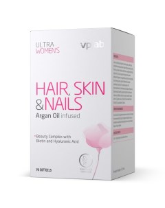 Витаминно минеральный комплекс для улучшения состояния волос ногтей и кожи у женщин 90 мягких капсул Vplab