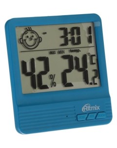 Метеостанция Cat 052 комнатная термометр гигрометр будильник 1хааа синяя Ritmix