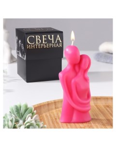 Свеча фигурная в подарочной коробке Влюбленные 12 см розовый Queen fair