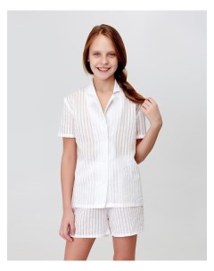 Рубашка с коротким рукавом для девочки Light Touch цвет белый рост 140 Minaku