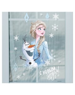 Наклейка на окно С новым годом холодное сердце Disney