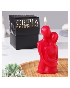 Свеча фигурная в подарочной коробке Влюбленные 12 см красная Queen fair