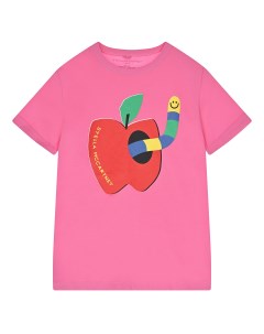 Розовая футболка с принтом яблоко детская Stella mccartney