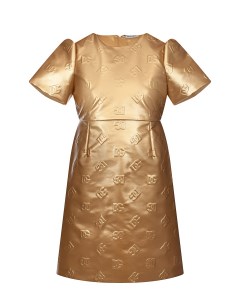 Золотистое платье со сплошным лого детское Dolce&gabbana