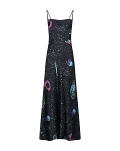 Черное платье комбинация с принтом космос Msgm