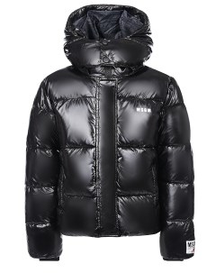 Черная глянцевая куртка с капюшоном детская Msgm