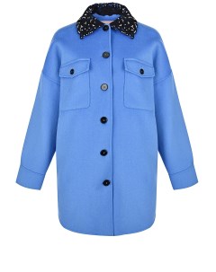 Голубая куртка рубашка с кружевным воротником Ermanno firenze